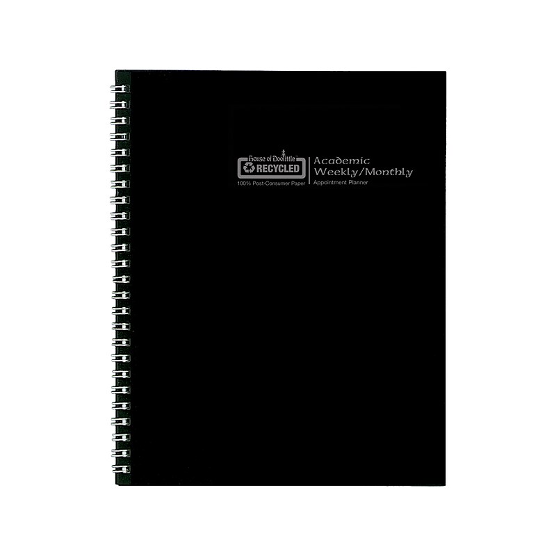 2024-2025 House of Doolittle 7" x 9" Academic Weekly & Monthly Planner, Leatherette Cover, Black (295532-25) image 1