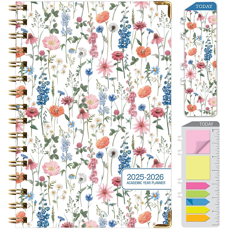 2025-2026 Global Printed Products Colorful Botanicals 5.5" x 8" Academic Weekly & Monthly Planner, Paper Cover image 1