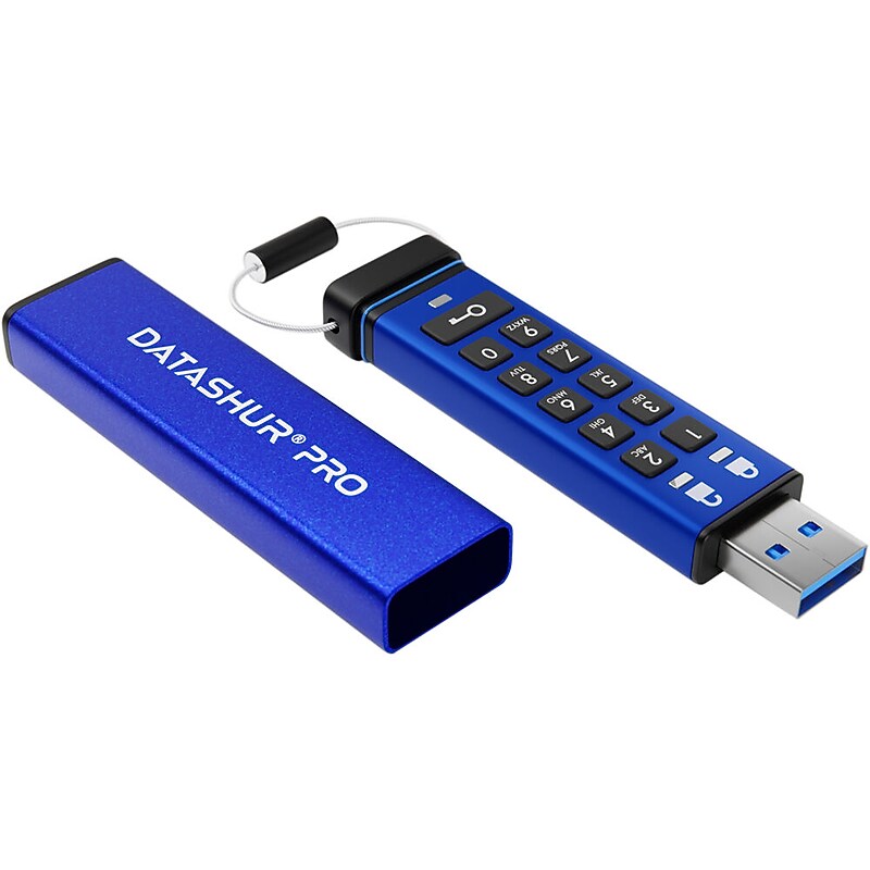 iStorage datAshur PRO 32GB USB 3.2 Gen 1 Type-A Flash Drive, Blue (IS-FL-DA3-256-32) image 1