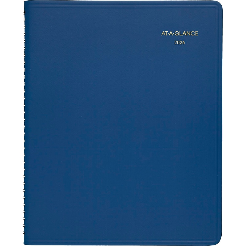 2026-2027 AT-A-GLANCE 9" x 11" Monthly Planner, Faux Leather Cover, Blue (70-250-20-26) image 1