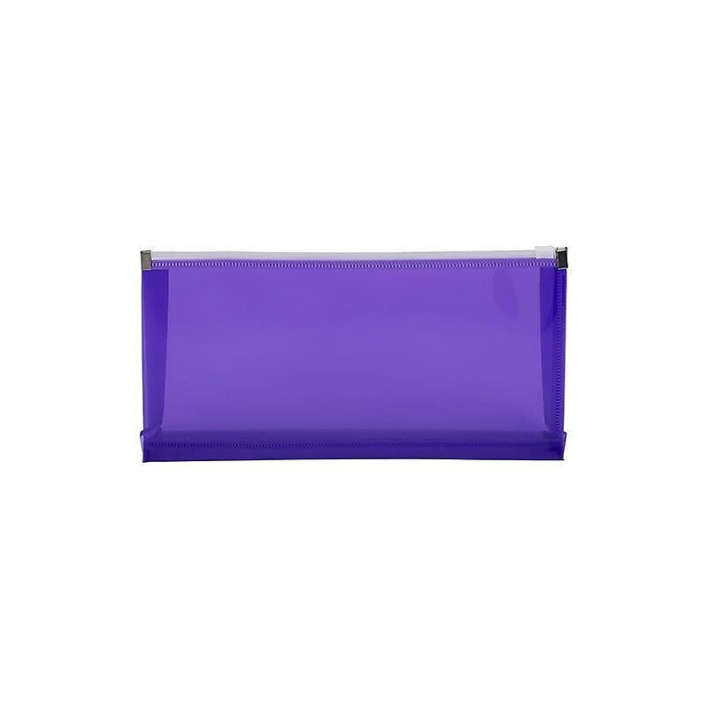 JAM Paper Premium Plastic Expanding Wallet with Zipper Closure, 5" x 10", Purple, 3/Pack (921Z1PUX3) image 1