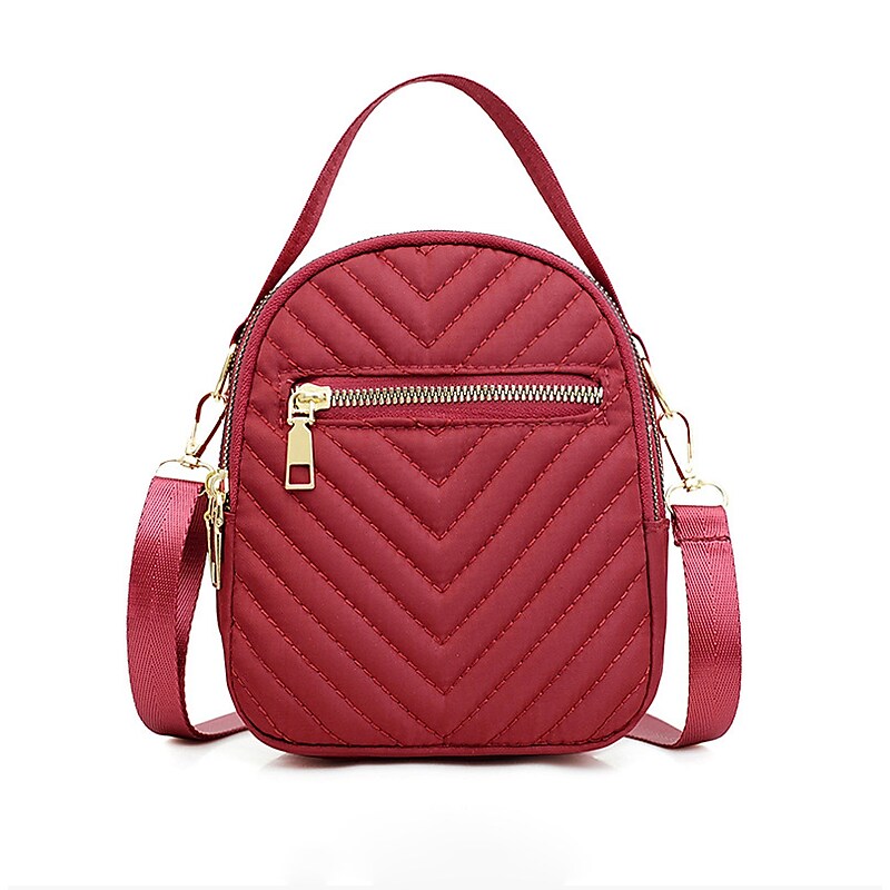 Nicci Polyester Cross-Body Quilted Bag, Red (CB3240510C-RED) image 1
