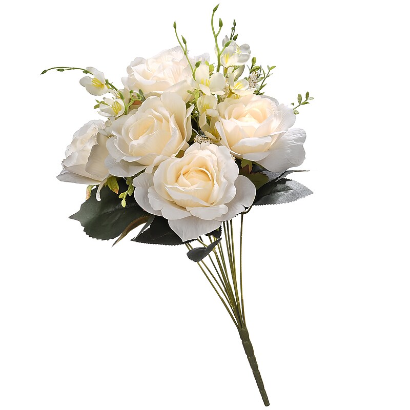 National Tree Company 19" Cream Rose Bundle (RAS-H18028CR-1) image 1