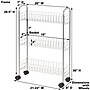Household Essentials 3-Shelf Slim Storage Cart, Satin Silver (HH7011)~#|#~9EBA3F66-41F2-4B70-AAC615F7F648BD80_sc7