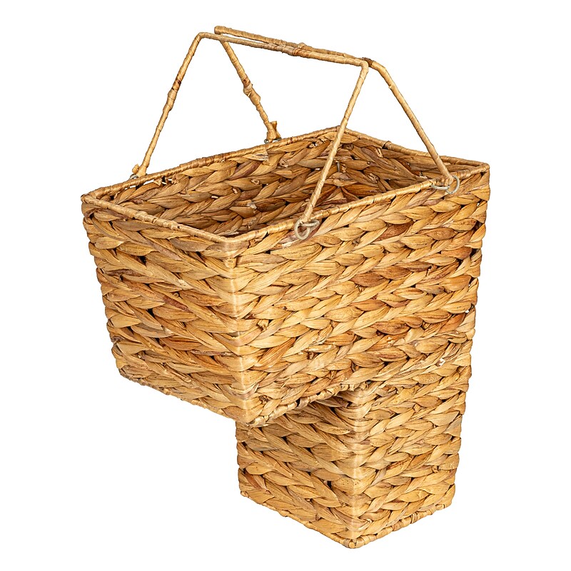 Household Essentials Wicker Stair Basket with Handles, Natural (HE1101) image 1