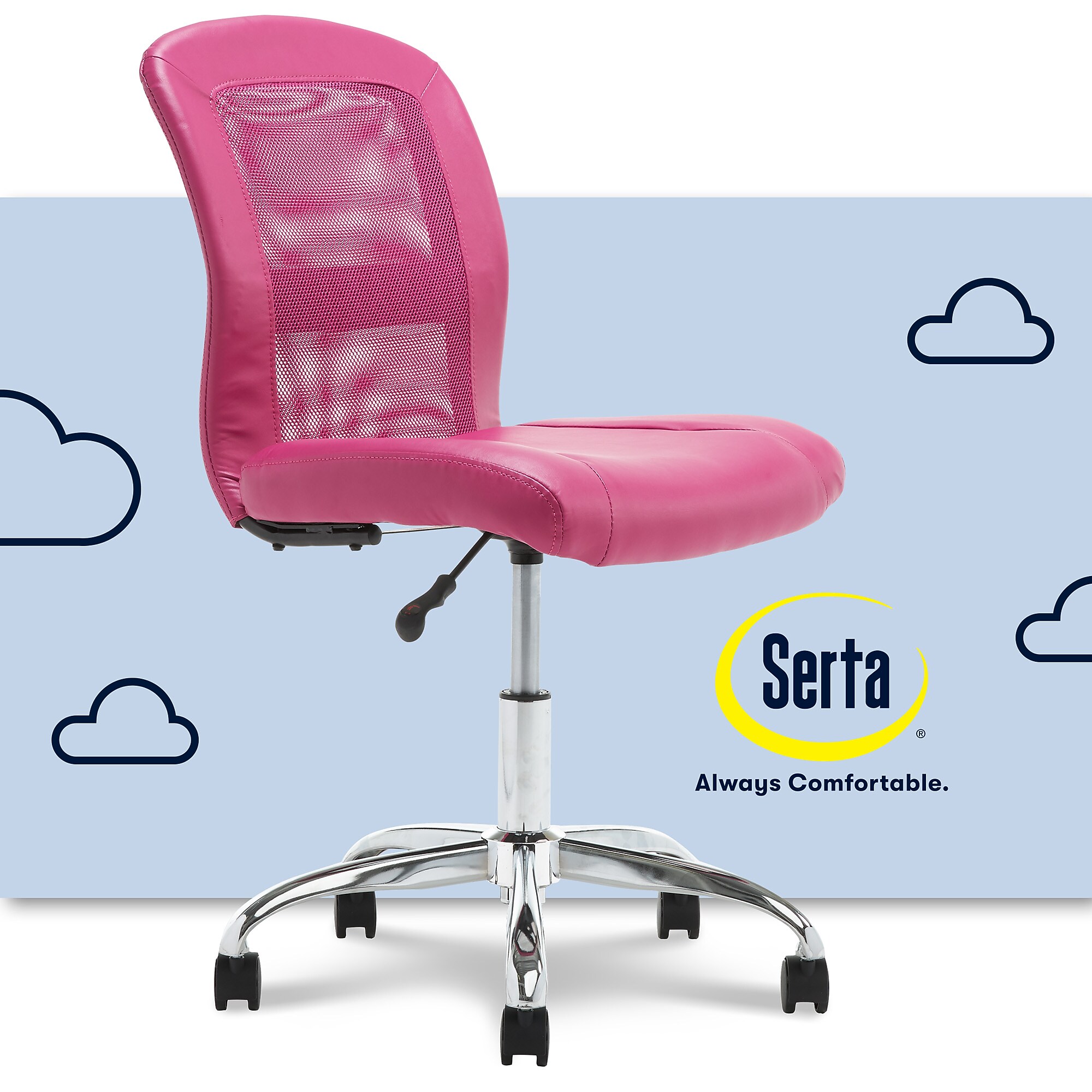 Serta Essentials Armless Ergonomic Bonded Leather/Mesh Swivel Task Chair, Pink (48740E) Sansujyuku sansujyuku.com