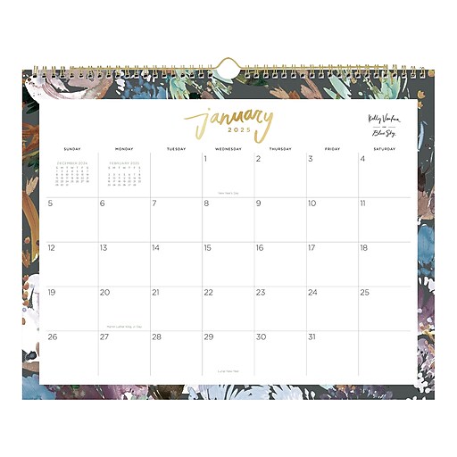 2025 Blue Sky Kelly Ventura Midnight Garden 15" x 12" Monthly Wall