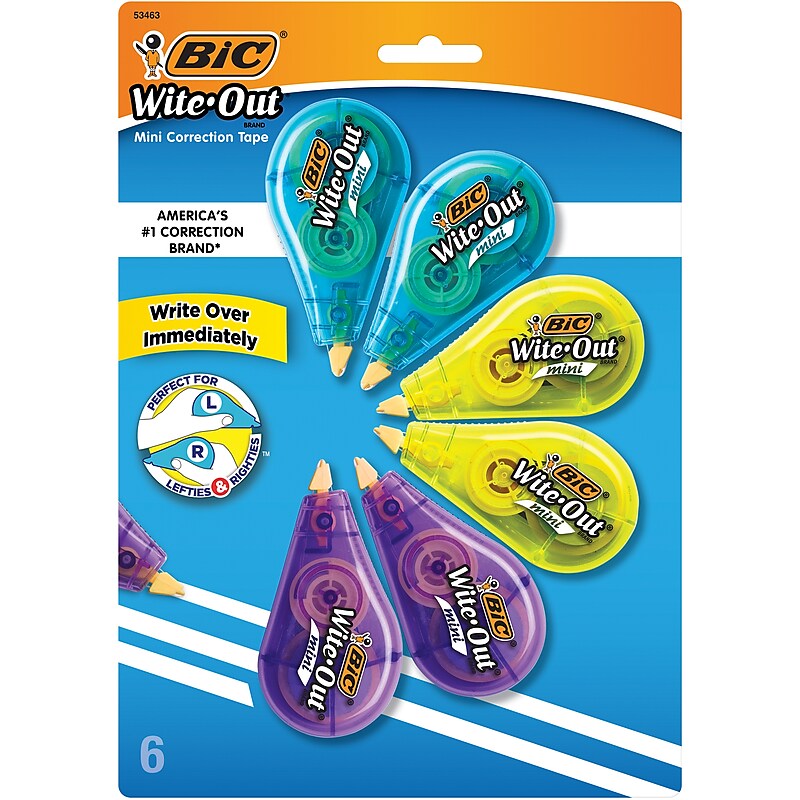 BIC Wite-Out Mini Correction Tape, White, 6/Pack (WOTMP61-WHI) image 1