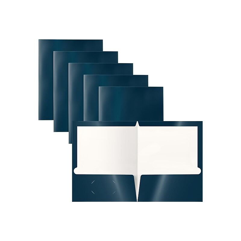 Better Office Glossy 2-Pocket Portfolio Folder, Dark Blue, 25/Pack (80176-25PK) image 1