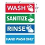Cosco Wash, Rinse, Dry, Sanitize Signs, 2.75" x 9", Assorted Colors, 4/Pack (098560)~#|#~9EE5B77C-80B2-4E40-BBEB736AD467025D_sc7