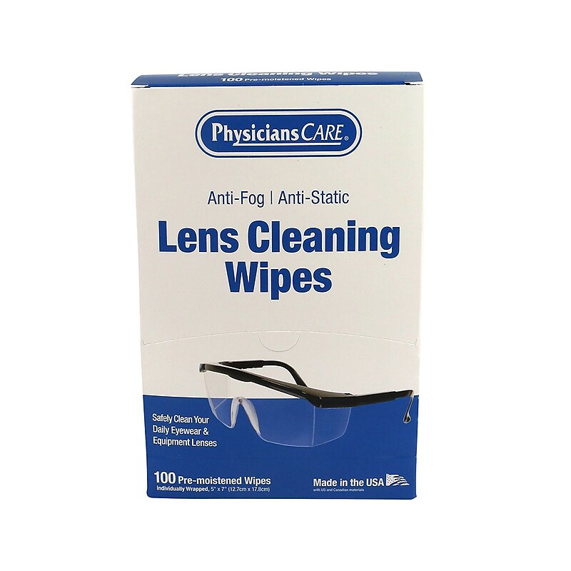 PhysiciansCare Lens Cleaning Wipe, 5" x 7", 100/Box (91295) image 1