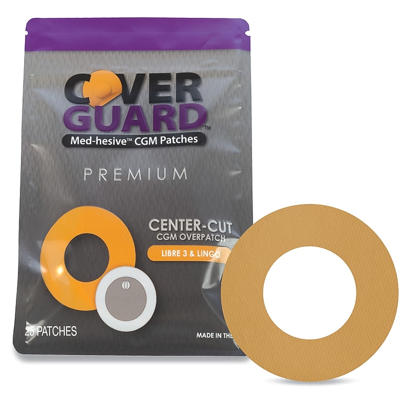 CoverGuard Center-Cut CGM Overpatch for Freestyle Libre 3, Tan, 25/Pack (101-100T) image 1