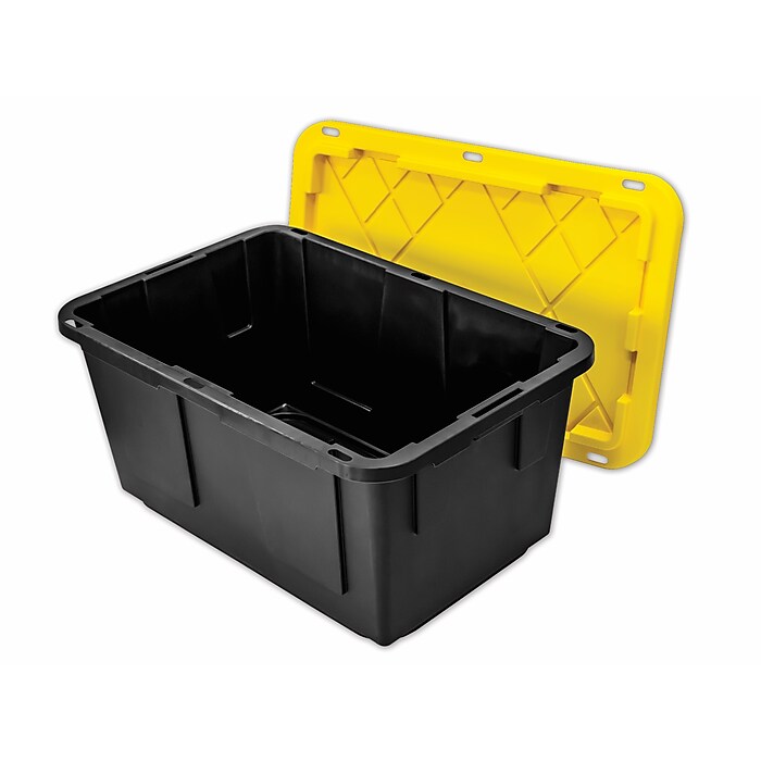 Greenmade 108 Qt. Storage Bin with Snap Lid, Plastic, Black/Yellow