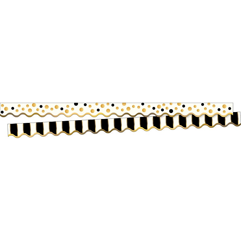 Barker Creek Double-Sided Scalloped Border, 36"' x 2.25", Gold Bars, 13/Pack (LL902) image 1
