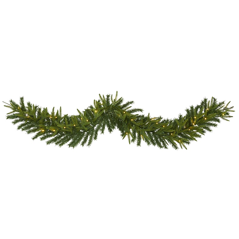 Nearly Natural 6-ft Green Pine Artificial Christmas Garland with 35 Clear LED Lights (W1109) image 1