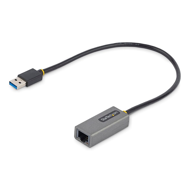 StarTech USB to Ethernet Adptr, USB 3.0 to 10/100/1000 Gigabit Ethernet LAN Adapter, 1ft/30cm Attached Cable, USB to RJ45 Adptr image 1