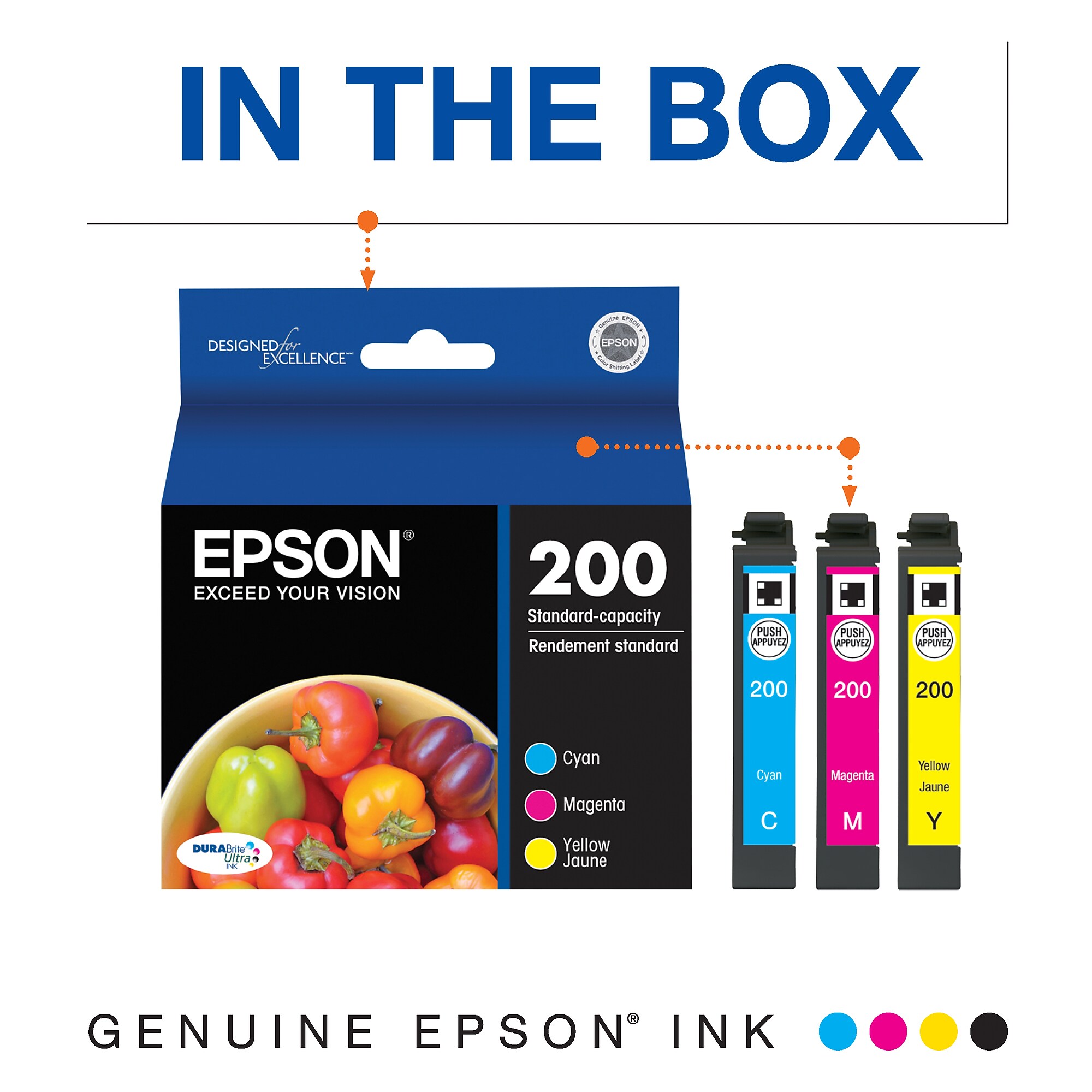 Epson T200 Cyan/Magenta/Yellow Standard Yield Ink Cartridge, 3/Pack Sansujyuku sansujyuku.com