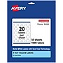 Avery Laser/Inkjet Round Multipurpose Labels, 1 0.5" Dia, Matte White, 1,000 Labels/Box (94506)~#|#~9F1000D5-48C1-49E3-BF5DEB8FAF3D5827_sc7