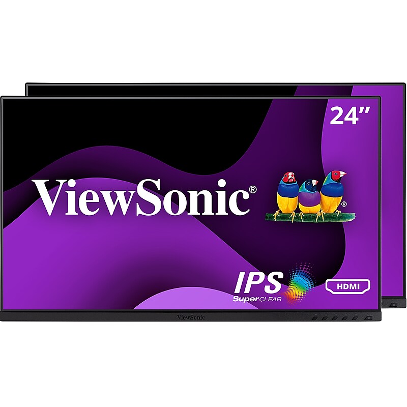 ViewSonic Dual Pack Head-Only 24" 60Hz LCD Monitor, Black (VG2448A-2_H2) image 1