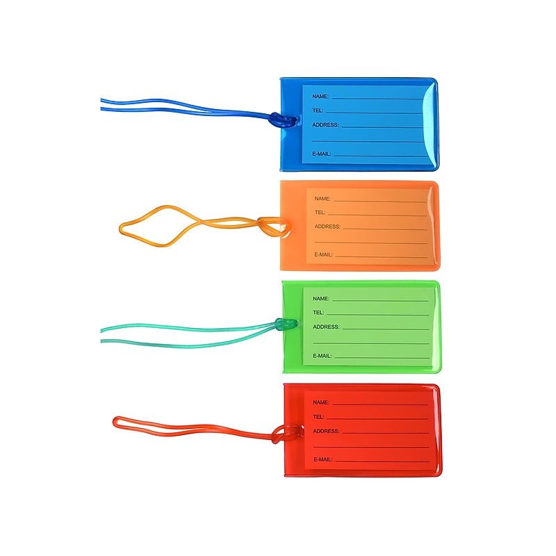 Excello Global Products Luggage Tag, Assorted Colors, 4/Pack (SPLS-TRVL-0002) image 1