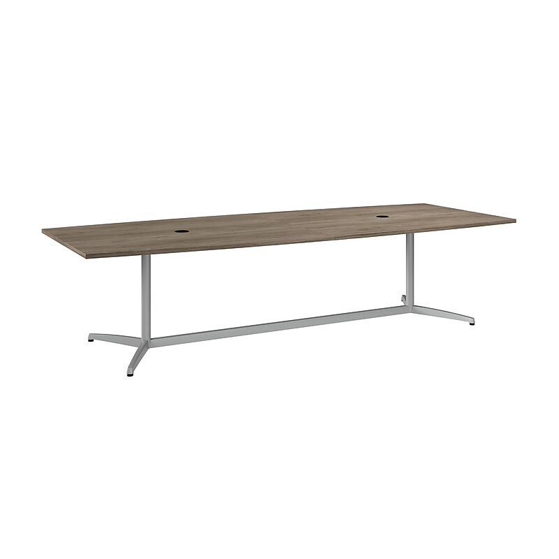 Bush Business Furniture 120W x 48D Boat Shaped Conference Table with Metal Base, Modern Hickory (99TBM120MHSVK) image 1