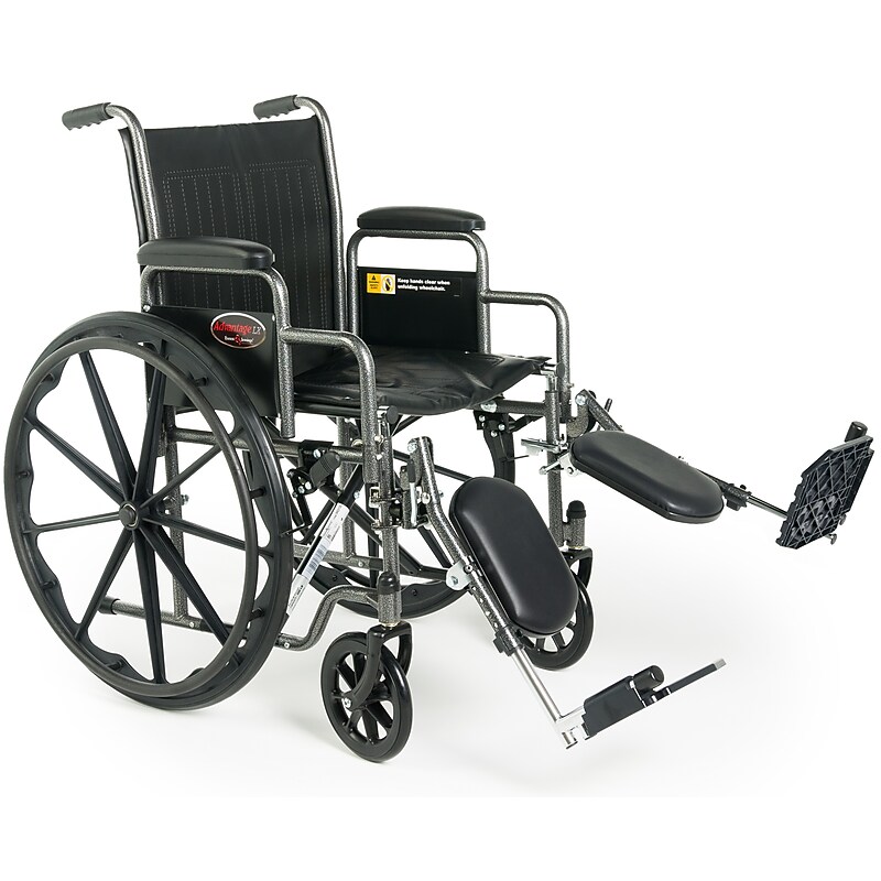 Everest & Jennings Advantage LX Wheelchair, 18", x 16", Fixed Desk Footrest Vinyl Upholstery (3H021110) image 1