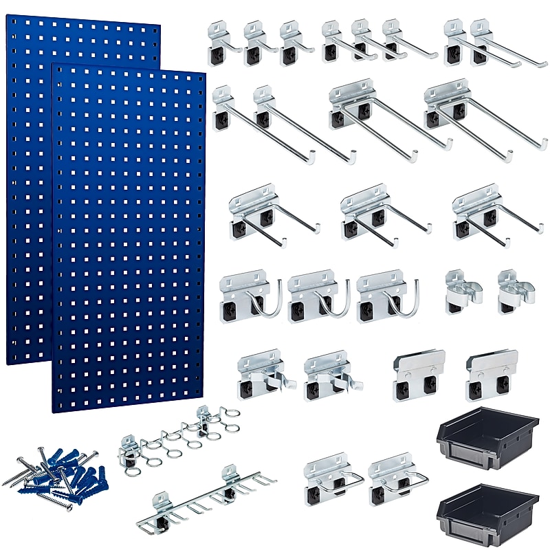 Triton Products LocBoard Pegboards with 30 pc. LocHook Assortment and Hanging Bin System (LB18-BKit) image 1
