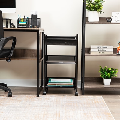 Mind Reader 3-Tier Metal Cart with Covered Compartment - Thumbnail 4