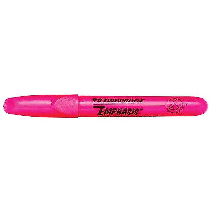 Ticonderoga Emphasis Fluorescent Highlighter, Chisel Tip, Pink