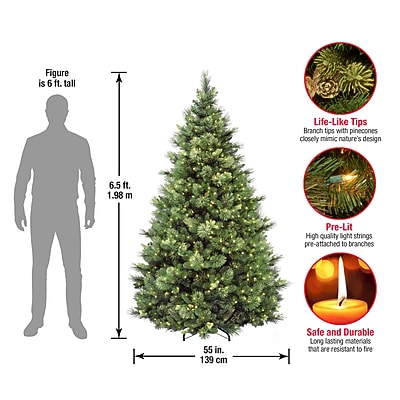 6.5' Pre-Lit Carolina Pine Artificial Christmas Tree - Thumbnail 2