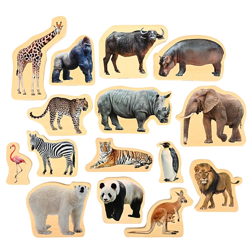 TickiT Wooden Wild Animal Blocks, Multicolored, 15 Pieces/Set (CTU73572) image 1
