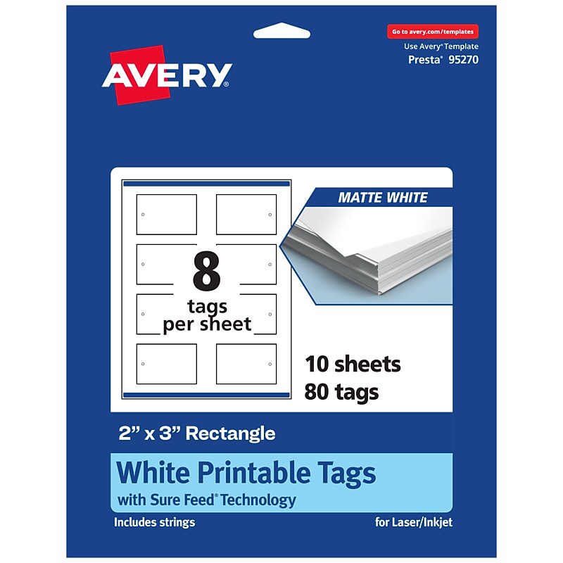 Avery 3" Blank Pricing & Merchandise Tags, Matte White, 80/Pack (95270) image 1