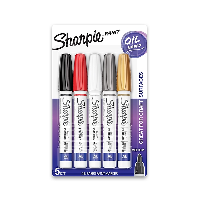 Sharpie Oil Based Paint Markers Medium Tip Assorted 5 Pack 1770458 Staples