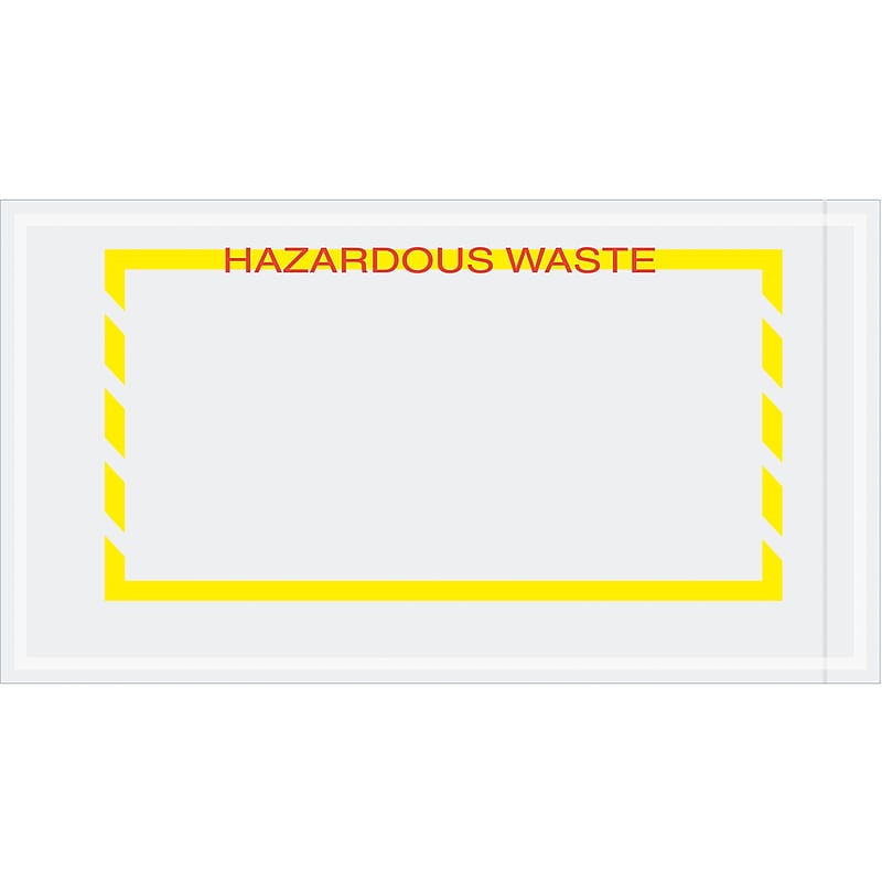 "Hazardous Waste"Packing List Envelope , 10" x 5.5", Yellow 1000/Carton (PL482) image 1