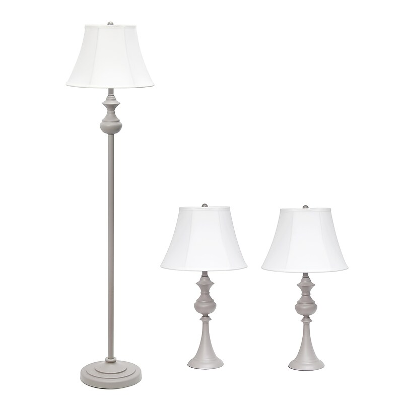 Lalia Home Perennial 60"/26" Gray Three-Piece Floor/Table Lamp Set with Bell Shades (LHS-1007-GY) image 1
