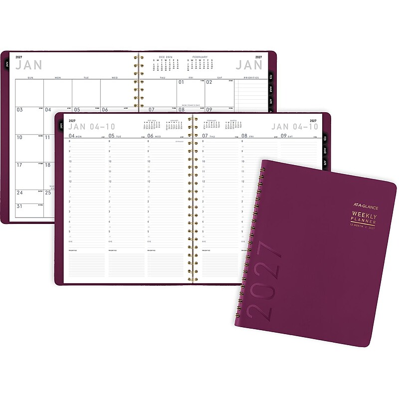 2027 AT-A-GLANCE Contemporary 8.25" x 11" Weekly & Monthly Planner, Faux Leather Cover, Purple (70-940X-14-27) image 1