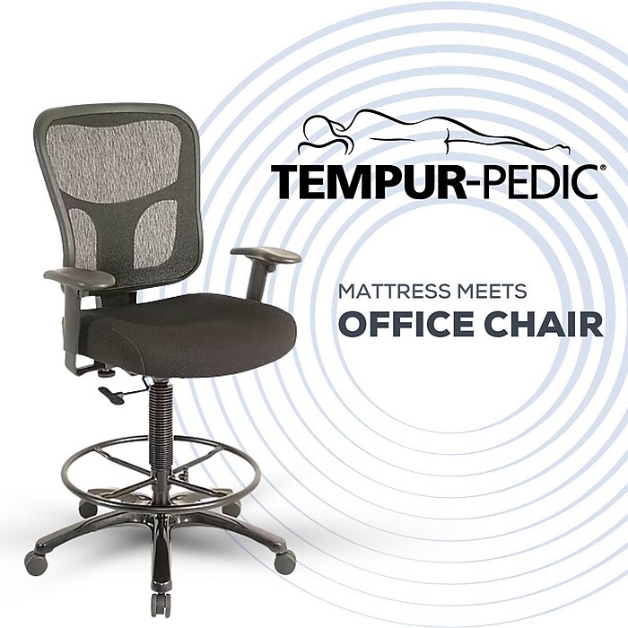 Tempur-Pedic Fabric Drafting Chair with Backrest and Footrest with