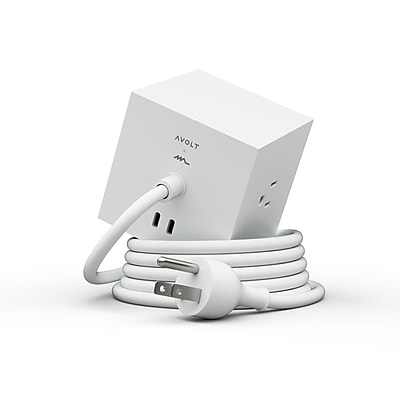 AVOLT Square 1 5.9′ 3-Outlet Power Extender with USB-C, Opal White (SQ1-NABC30-18WH) Sansujyuku sansujyuku.com