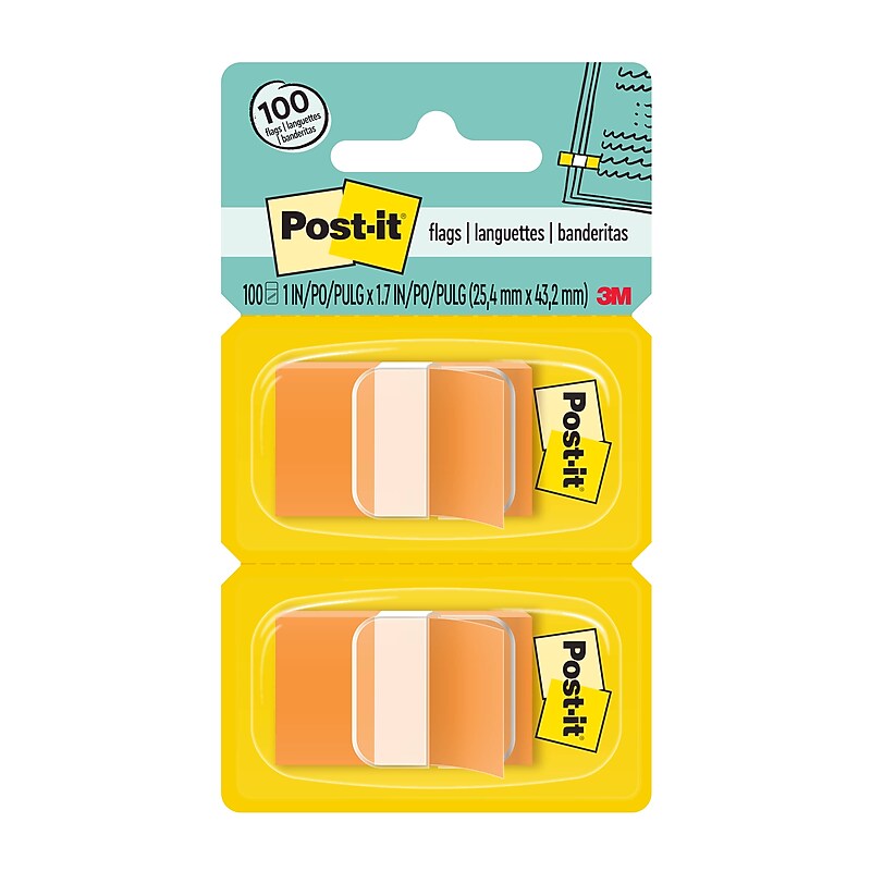 Post-it Flags, 1", Orange, 100 Flags/Pack (680-0E2) image 1