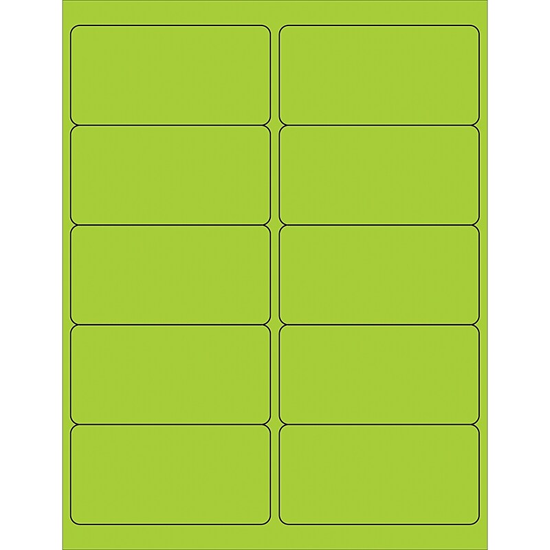Tape Logic Laser/Inkjet Address Labels, 4" x 2", Fluorescent Green, 1000/Carton (LL178GN) image 1