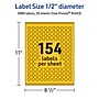 Avery Laser/Inkjet Round Multipurpose Labels, 0.5" Dia., Bright Yellow, 3080/Pack (94503)~#|#~9F738D4E-520F-4D64-89DBA1F9E30050D9_sc7