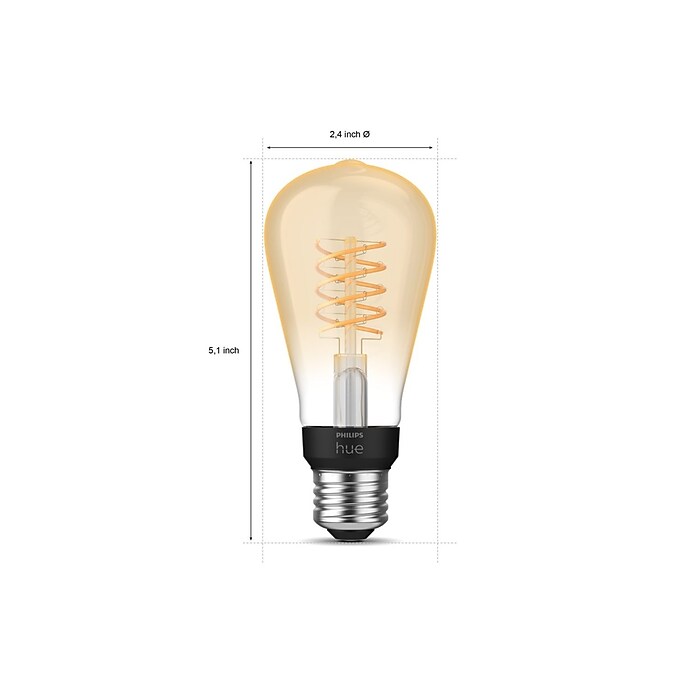 Philips Hue 60W Equivalent ST19 LED Smart Bulb, White (571125