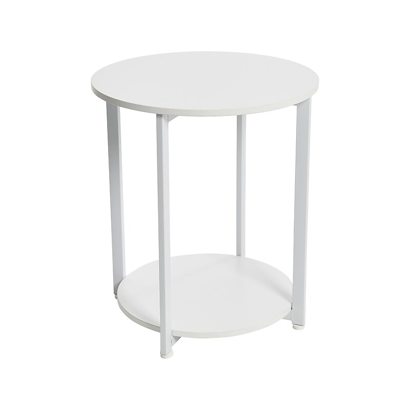 Household Essentials Jamestown 20"Dia. Laminate Round End Table, Scandinavian White/White (8200-1) image 1