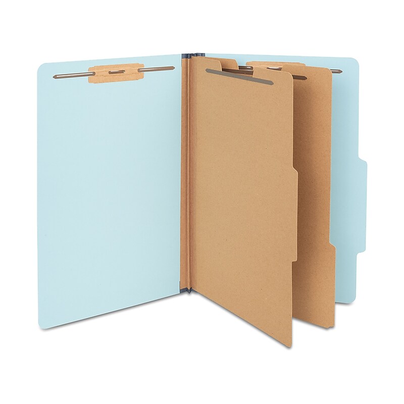 Staples Pressboard Classification Folder, 2-Dividers, 2.5" Expansion, Legal Size, Light Blue, 20/Box image 1