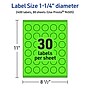 Avery Laser/Inkjet Multipurpose Circle Labels, 1.25" Dia., Neon Green, 2400/Box (94505)~#|#~9F81637E-8D24-40BA-957F90466F6C9EB0_sc7