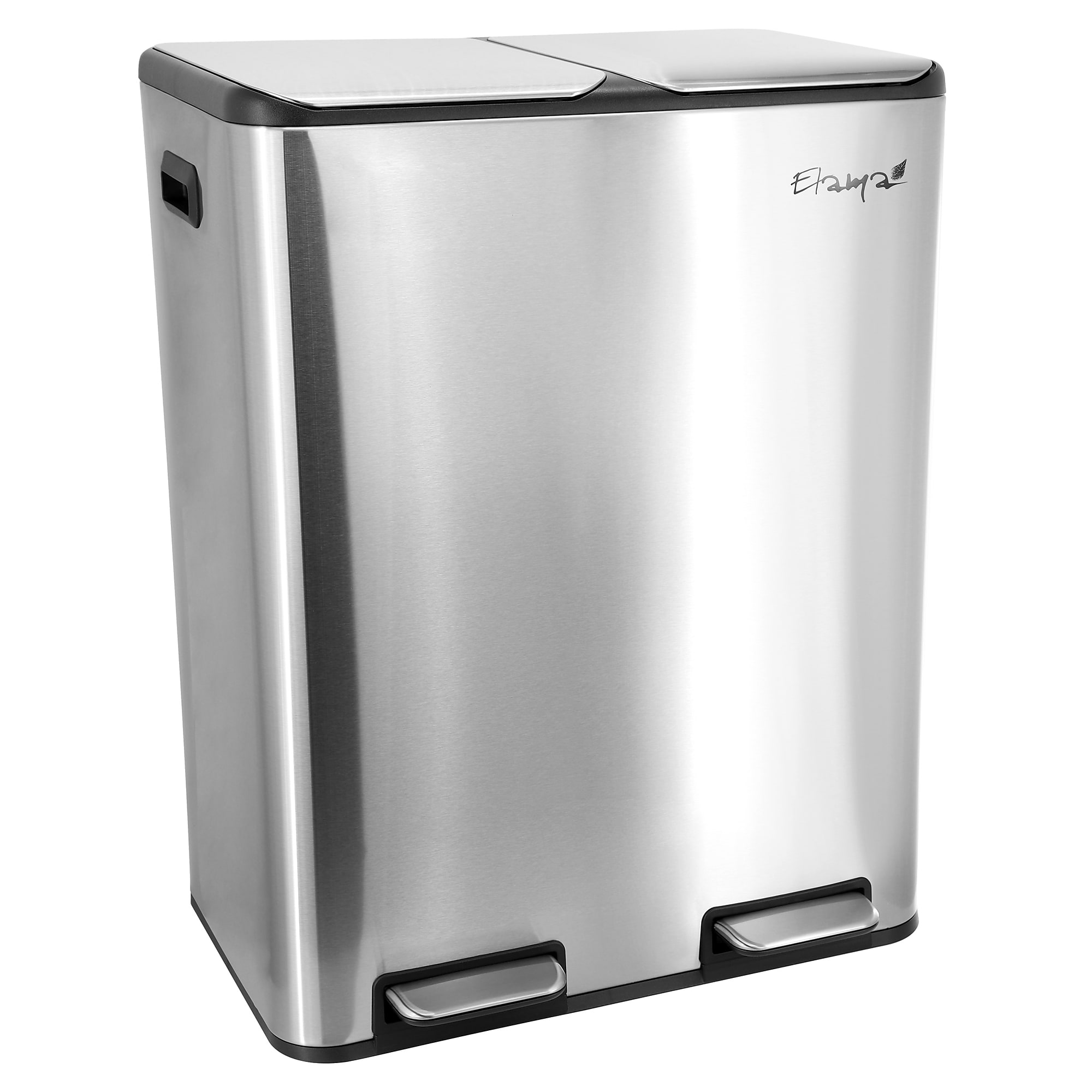 Elama Stainless Steel Indoor 2 Section Trash Can with Slow Close Lid, 8 Gallon, Silver (938122034M) Sansujyuku sansujyuku.com