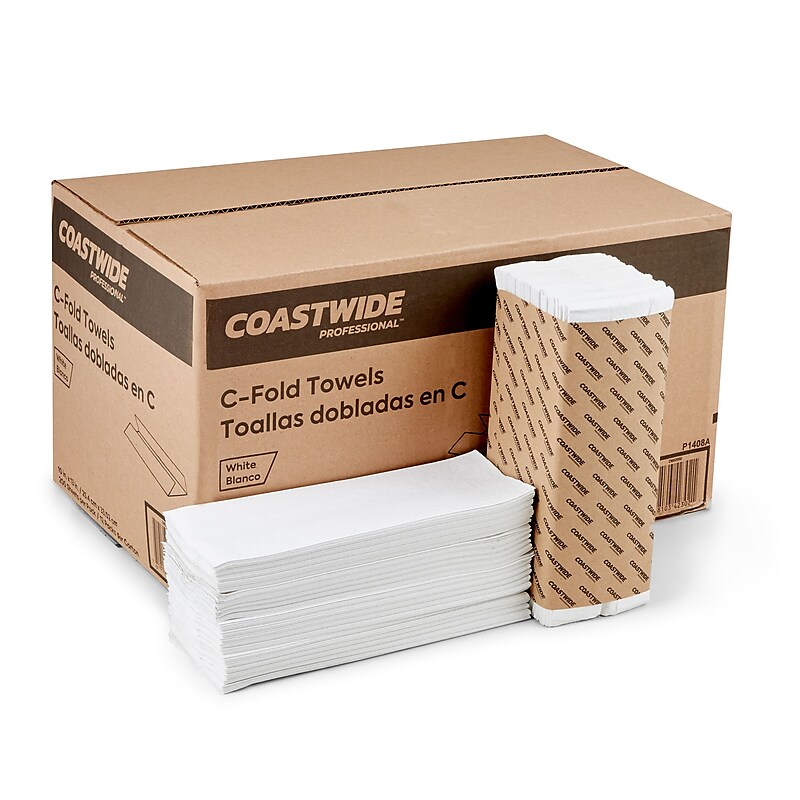 Coastwide Professional™ C-Fold Paper Towels, 1-Ply, 200 Sheets/Pack, 2400/Carton (CW58047) image 1