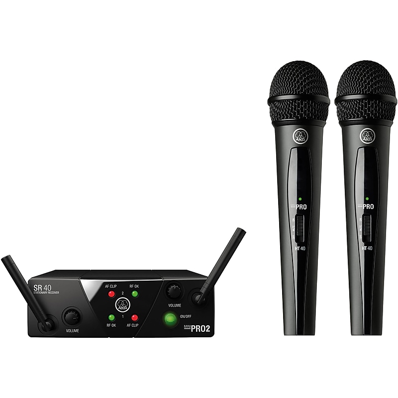 AKG WMS40 Mini Wireless Dual Vocal Set Microphone System, Black (3350X00060) image 1