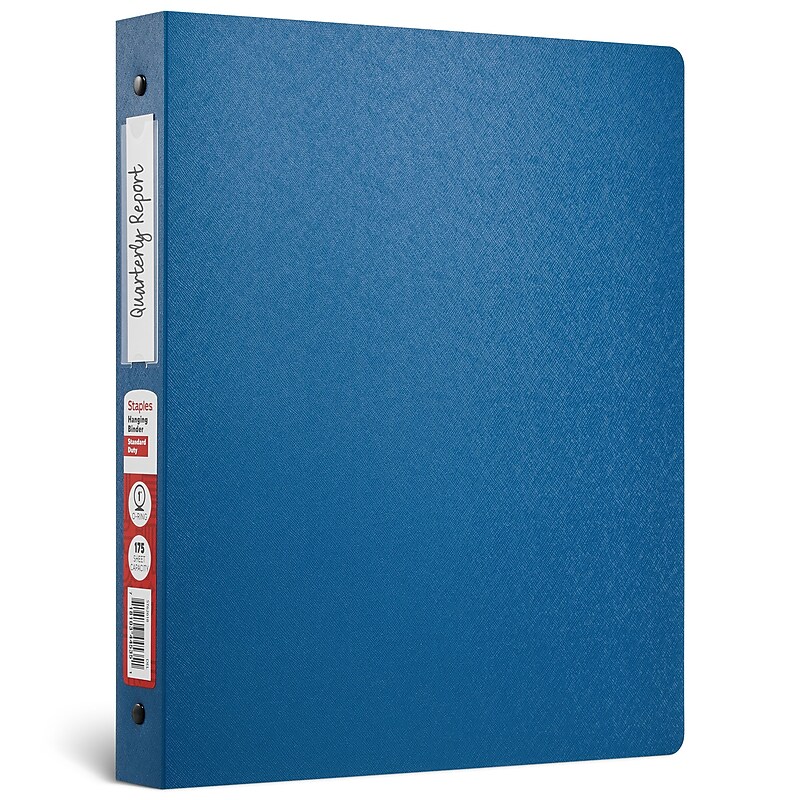 Staples 1" 3-Ring Hanging Binders, Blue (ST62618) image 1