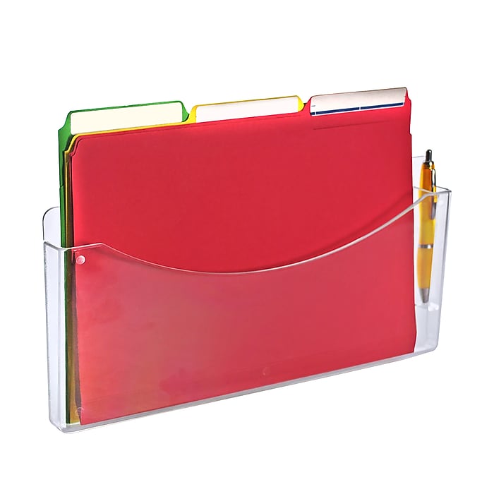 Azar Single-Pocket Plastic Mountable Wall File, Letter Size, Clear